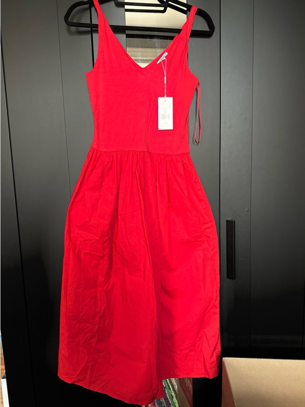 Rails Bright Red V-Neck Sleeveless Midi Dress